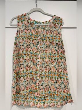 J. Jill Multicolor Printed Sleeveless Button-Front Tank Medium